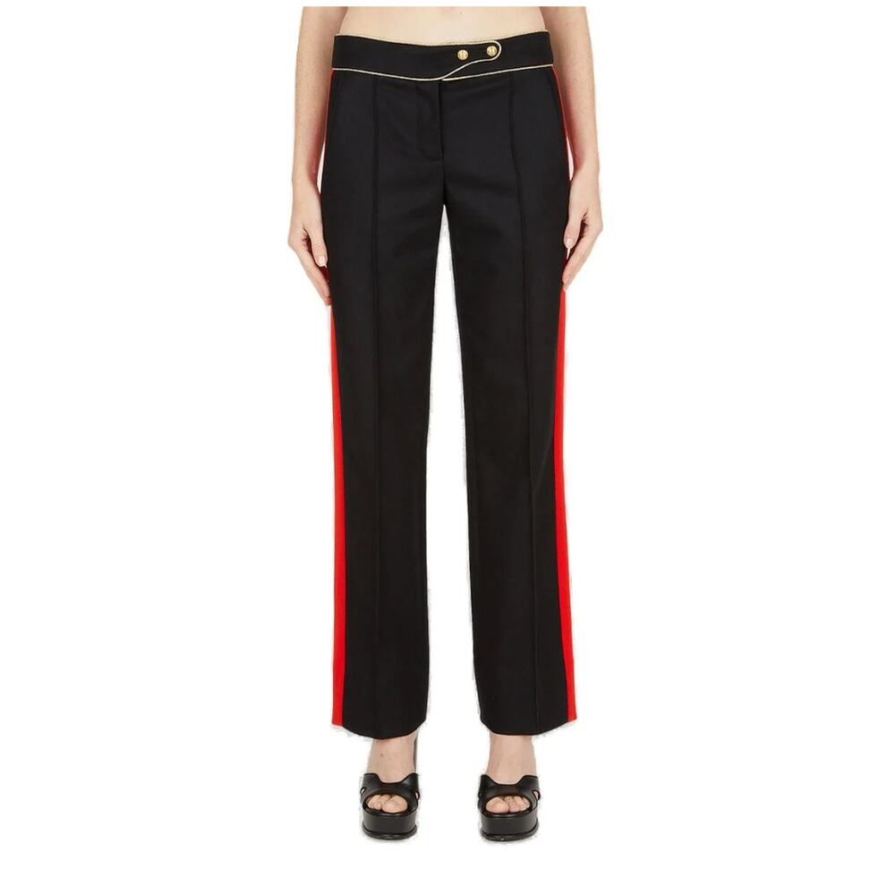Paco Rabanne Military Pants Virgin Wool Black Red Trim Size US 2 / FR 34